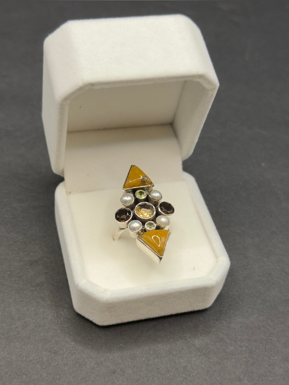 Nicky Bluter multi gemstone sterling silver 925 ring size 7